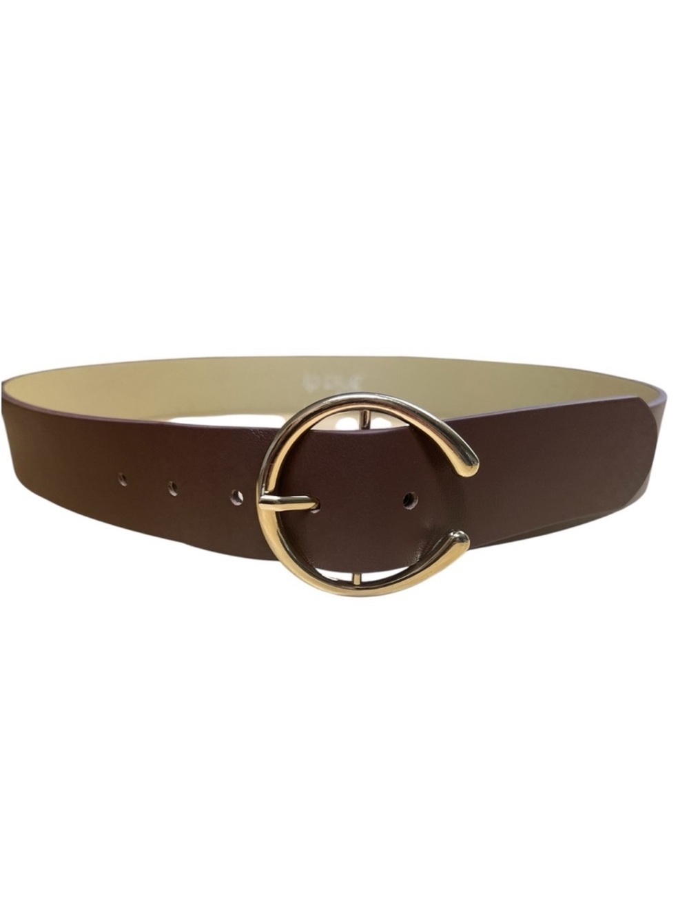 LP Blue by Linea Pelle NWOT Faux leather Brown Gold Buckle Women's Belt Sz L